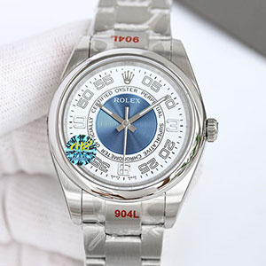 ロレックスコピー時計 オイスターパーペチュアル 116000 シルバー・ブルー サークルアラビア